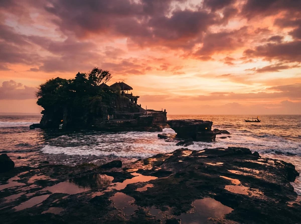 Bali Tanah Lot temple at sunset